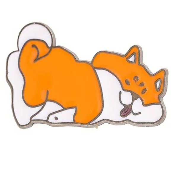 Dog Pin Shiba Inu Poser Enamel Butt Brooch Funny Bag Charm Backpack Puppy NEW - Picture 1 of 2
